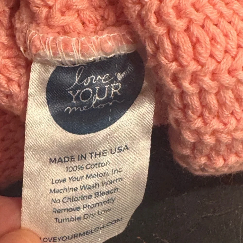 Love Your Melon Pink and Gold Knit youth size slouch Beanie